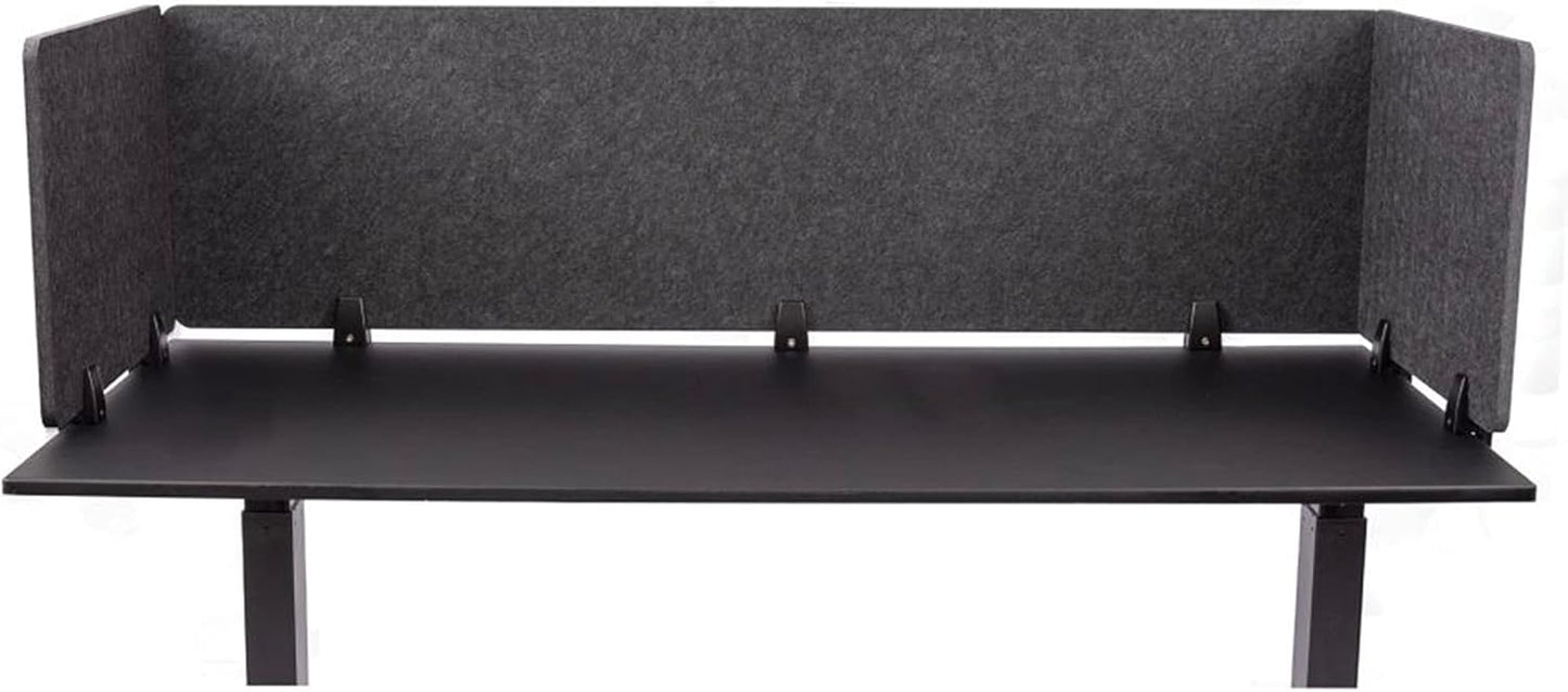 Stand Up Desk Store ReFocus Raw Clamp-On Acoustic Desk Divider Mounted Privacy Panel to Reduce Noise and Visual Distractions (Anthracite Gray, 59" x 16")