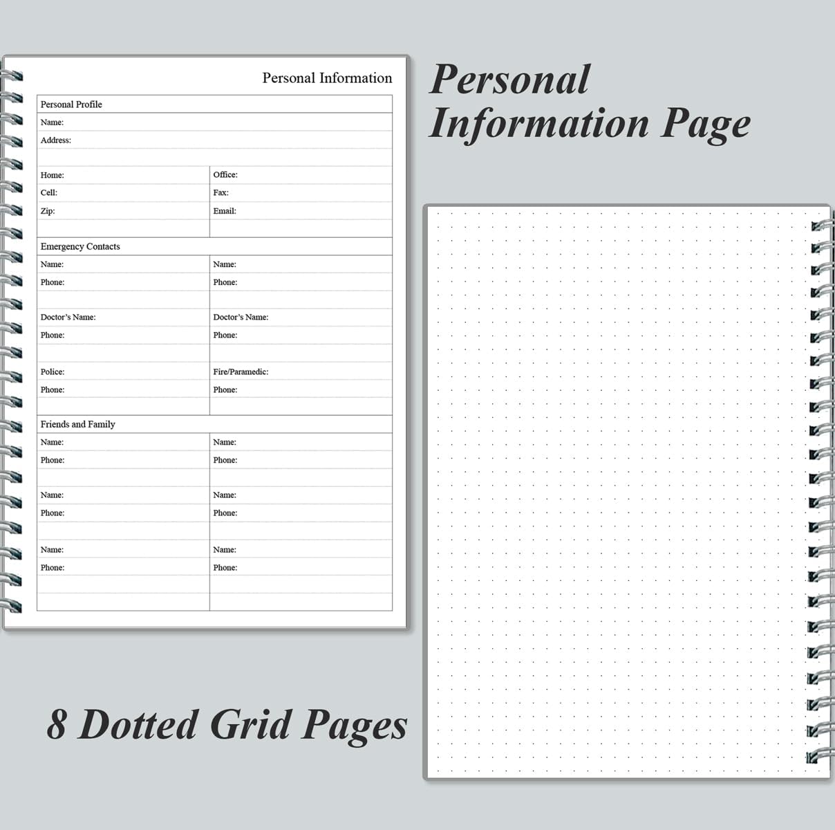 Daily Planner Undated - B5 To Do List Notebook Hourly Schedules, Spiral Appointment Planner for Women and Men, PVC Hardcover, Inner Pocket, Elastic Closure, 7" x 10", Grey