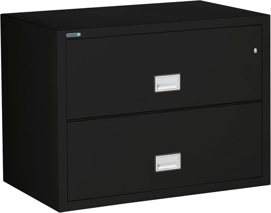 38 inch Wide 2-Drawer Lateral Fireproof File Cabinet – Legal and Letter Size Filing – Key Lock – Water Resistant – Fire Safe and Impact Rated – Black Finish – Model LAT2W38B