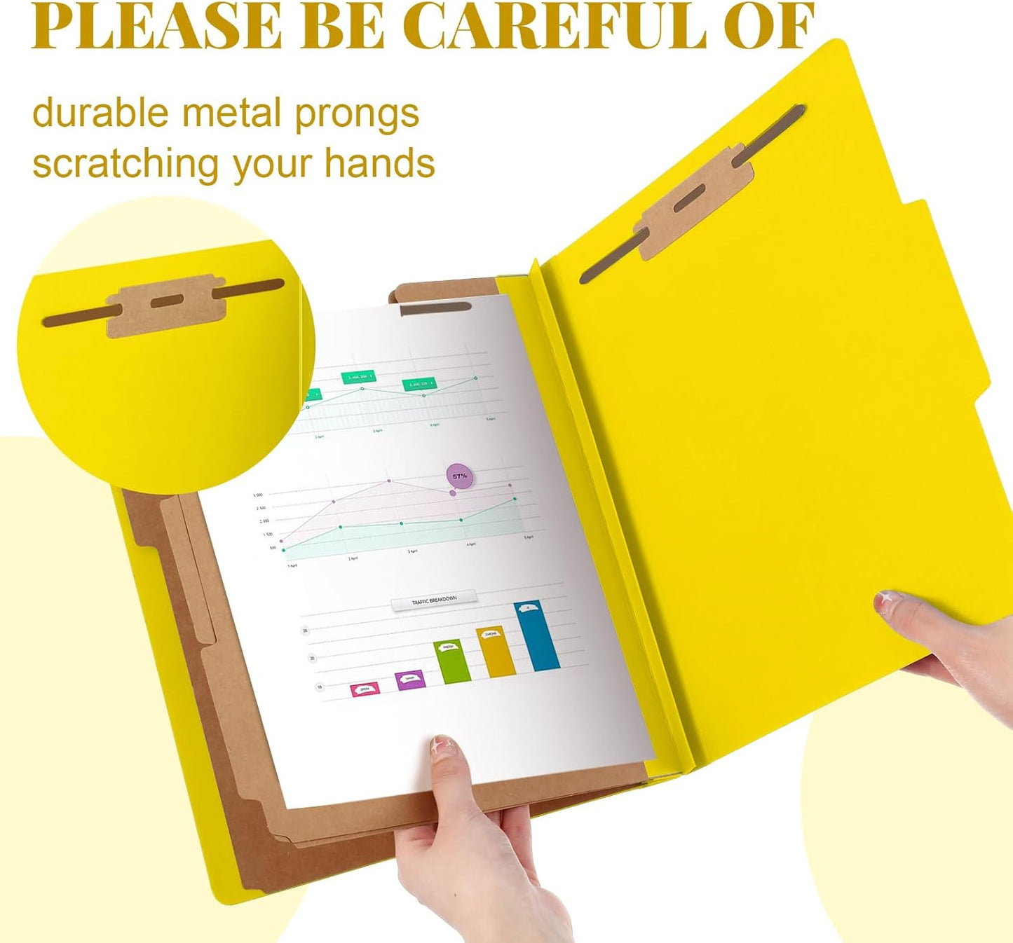 12 Pcs Classification Folders Letter Size, 3 Divider Pressboard File Folder with Fasteners, Expanding File Organizer Bulk for Teachers, Clergy, Office, Church, Christmas Donations (Yellow)