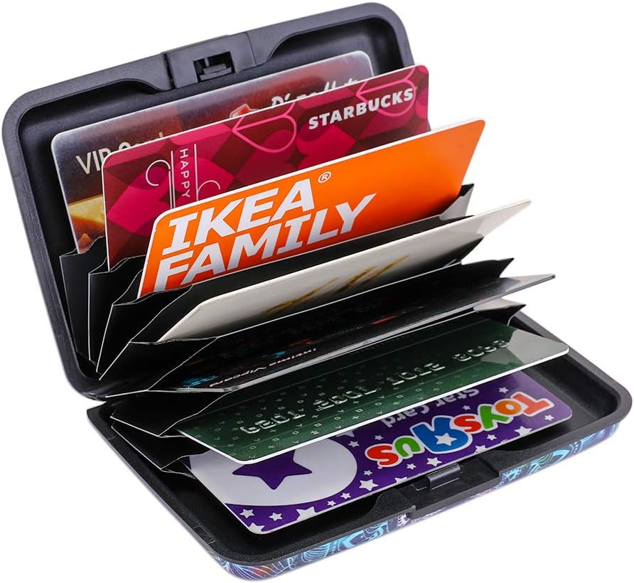 ELFISH Mini RFID Aluminum Wallet Credit Cards Holder Business Card Case Metal ID Case for Men Women (Acolorful)