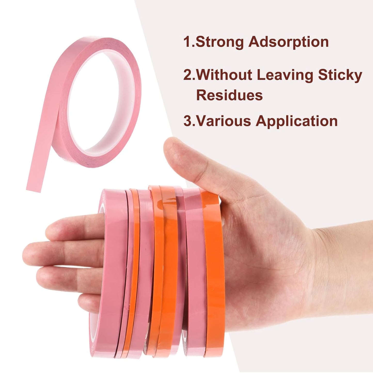 MECCANIXITY 10 Rolls Whiteboard Tape Graphic Chart Tape 15mm 54.7 Yard Art Tape Thin Self-Adhesive Pinstripe Tape Masking Tape for Gift Wrapping Craft Supplies, Pink