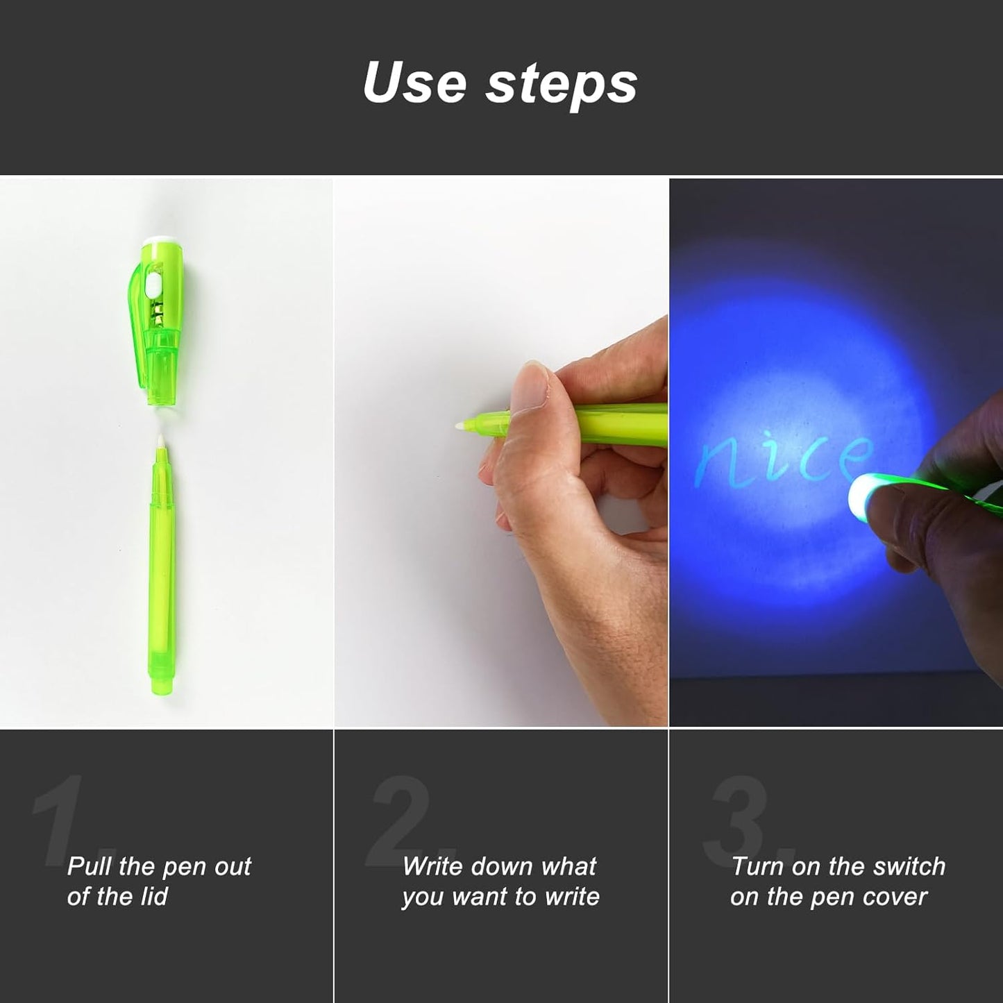 24 PCS Invisible Ink Pen with UV Light Magic Marker Spy Pen Party Favors for Kids Goodie Bags Stuffers for Kids Birthday Gifts Classroom Prizes