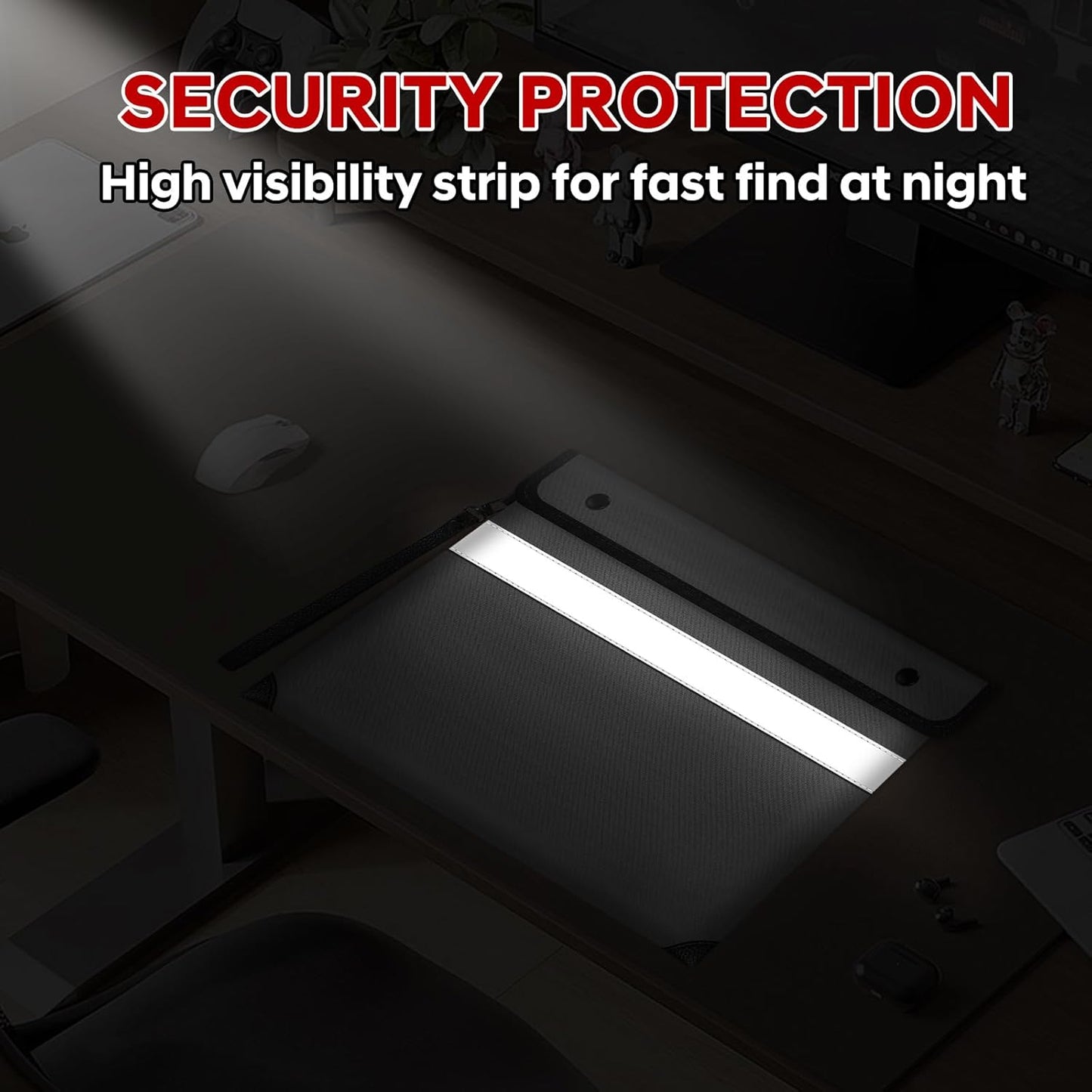 Fire Proof Bag For Documents,5200°F Heat Insulated Fire Proof Pouch with Soft Leather Hand Strap,13.9x10.6 Inch Fireproof Money Bag for Cash/Documents/Valuables(Silvery)