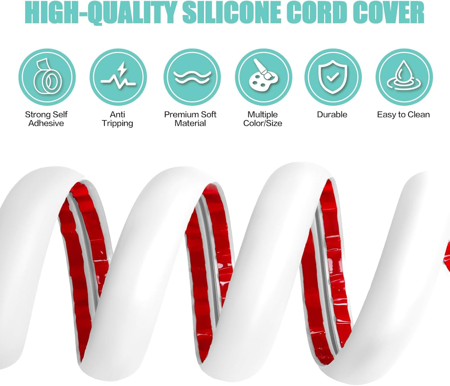 Floor Cord Cover Self Adhesive Cord Hider,3.3FT Cable Management, Extension Strip Protector for Wires, Prevent Cable Trips for Offices, Gyms, Exhibitions Cavity:0.51"(W) x 0.3"(H) White