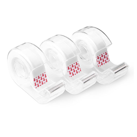 Amazon Basics Matte Finish Tape with Dispenser, Invisible Tape, 3/4" x 300"(8.33 Yards), 3-Pack, Transparent