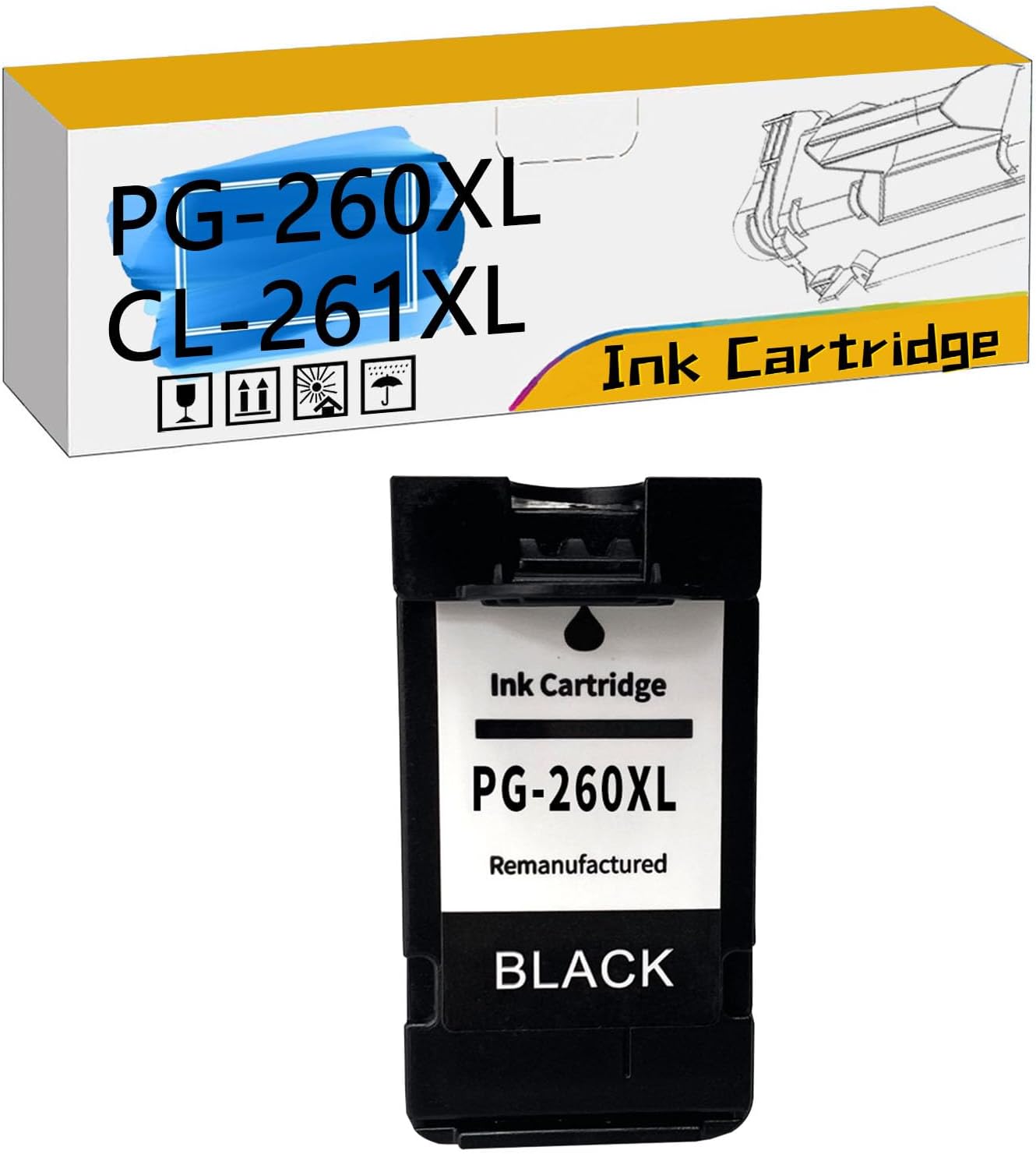 PG-260XL CL-261XL PG260 PG-260 CL261 CL-261 Ink Cartridges, Compatible for Canon TS6420a TS6420 TR7020a TR7020 TS5320 All in One Printers【High Print Volume with Chip Black*1