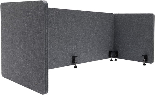 Clamp-On Office Partition, Privacy Panel for Desk, Sound Absorbing Cubicle Desk Divider, Three-Side Panel, 59 X 24 X 24 / Gray