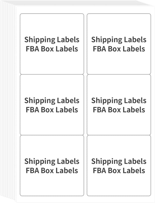 FungLam Printable Sticker Paper, 3-1/3" x 4" Shipping Address Labels 600 Blank Mailing Labels for Laser & Inkjet Printers, 6 per Page Label Stickers, 100 Sheets