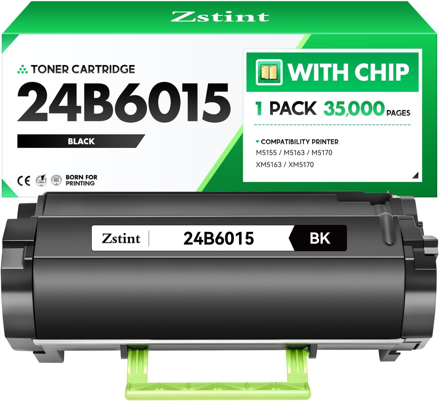 24B6015 Toner Cartridge Black with chip High Yield 1-Pack Replacement for Lexmark 24B6015 Toner Cartridges Compatible with Lexmark M5155 M5163 M5170 XM5163 XM5170 Laser Printer Ink All-in-One