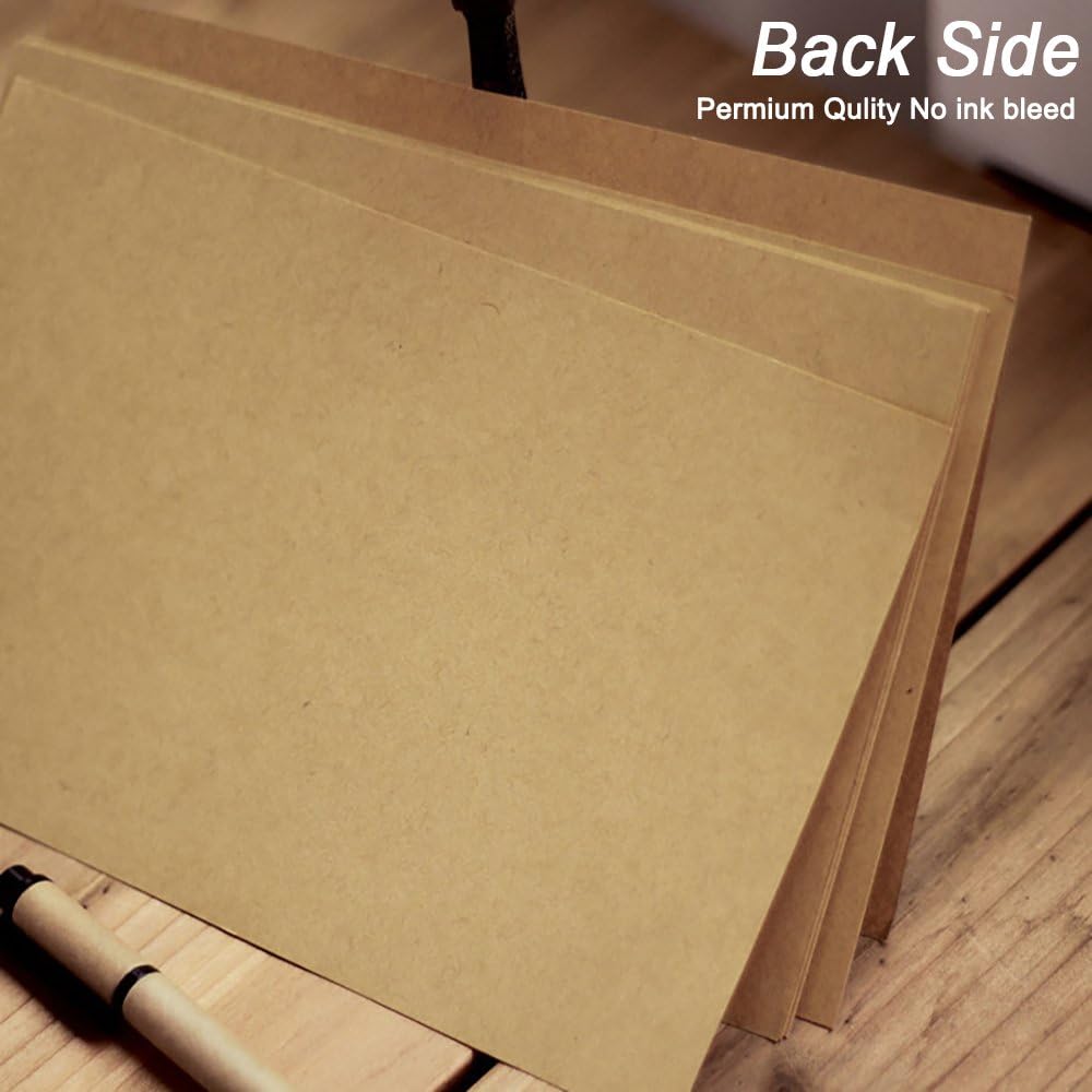 100pcs Vintage Kraft Stationary Paper 8.3 x 11.5 inch, A4 Sheets 120gsm Printable Lined Stationery Writing Letter Papers Bulk Set for Personalized Letters, Creative Poems, Lyrics, Office Notes