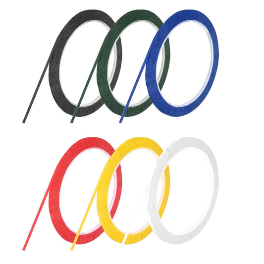 MECCANIXITY 6 Rolls Whiteboard Tape Graphic Chart Tape 3mm 54.7 Yard Art Tape Thin Pinstripe Tape Masking Tape for Gift Wrapping Craft Supplies, Red, Green, Blue, Yellow, Black, White