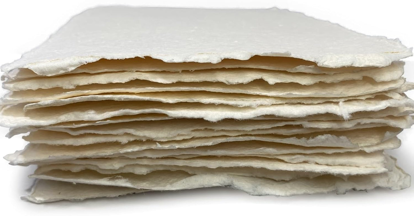 Wanderings Thick Handmade Watercolor Paper with Deckled Edge - 4x6-500GSM Premium Ivory Cold-Pressed Textured Mixed Media Paper Made with Recycled Cotton - 15 Loose Leaf Sheets
