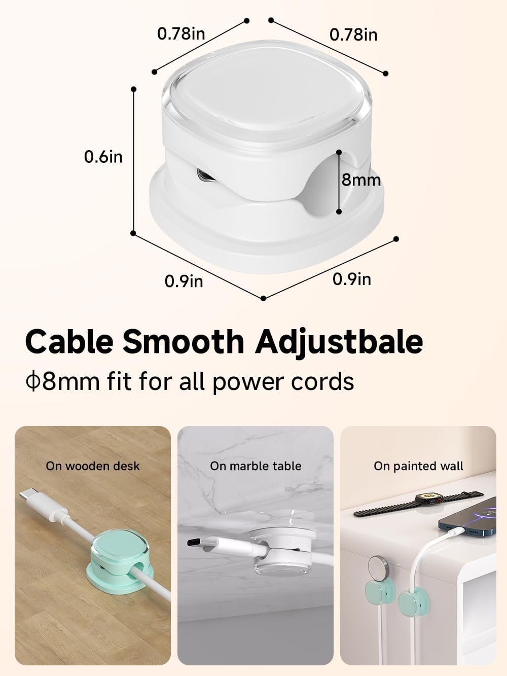 Magnetic Cable Clips, Adjustable Cord Holder Management, Adhesive Wire Keeper Organizer for Home Office Desk Phone PC Car Wall Desktop Nightstand Appliance (9-PCS White & Cyan)