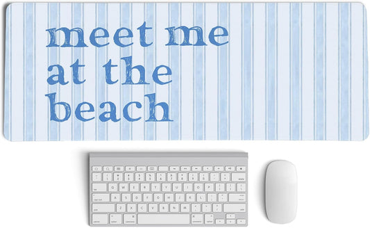 Blue Ocean Beach Room Mouse Pad,Light Blue Coastal Room Decor Mouse Pad,XL Large Ocean Desk Mat,Girly Summer Beachy Gaming Pads,Meet Me at The Beach Desktop Decor Art,31.5x11.8 Inch