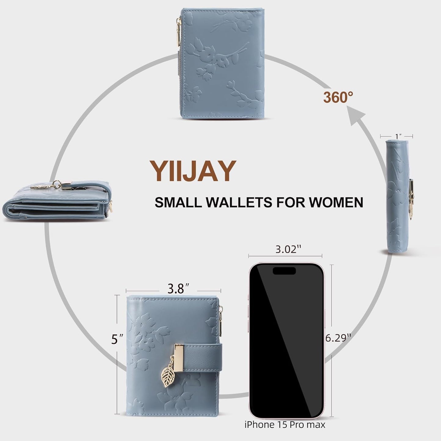 Small Wallet Women RFID Blocking Leather Bifold Wallet Credit Card Holder for Women Ladies Compact Wallet Mini Purse With Zipper Pocket