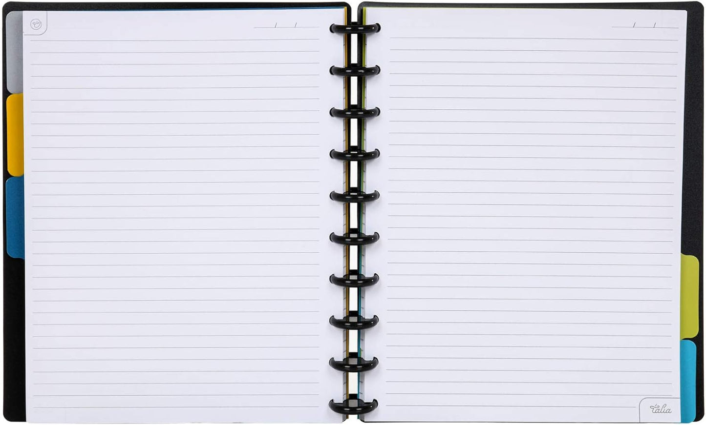 Talia Discbound Notebooks, Planner, Customizable, (Black w/Black Discs, Midsize (7.5in x 9.75in))