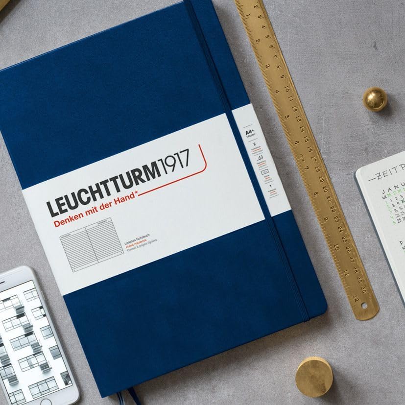 LEUCHTTURM1917 - Notebook Hardcover Medium A5-251 Numbered Pages for Writing and Journaling (Powder, Ruled)