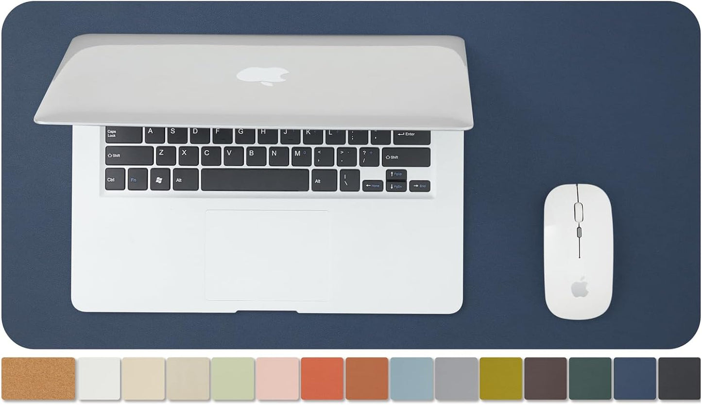 Compact Cork Desk Mat - Small Dual-Sided Desk Pad for Office and Home - Desk Organization and Accessories - Ideal for Large Mouse Pad and Small Desk Mats on Top of Desks(Dark Blue,23.6"x 11.8")