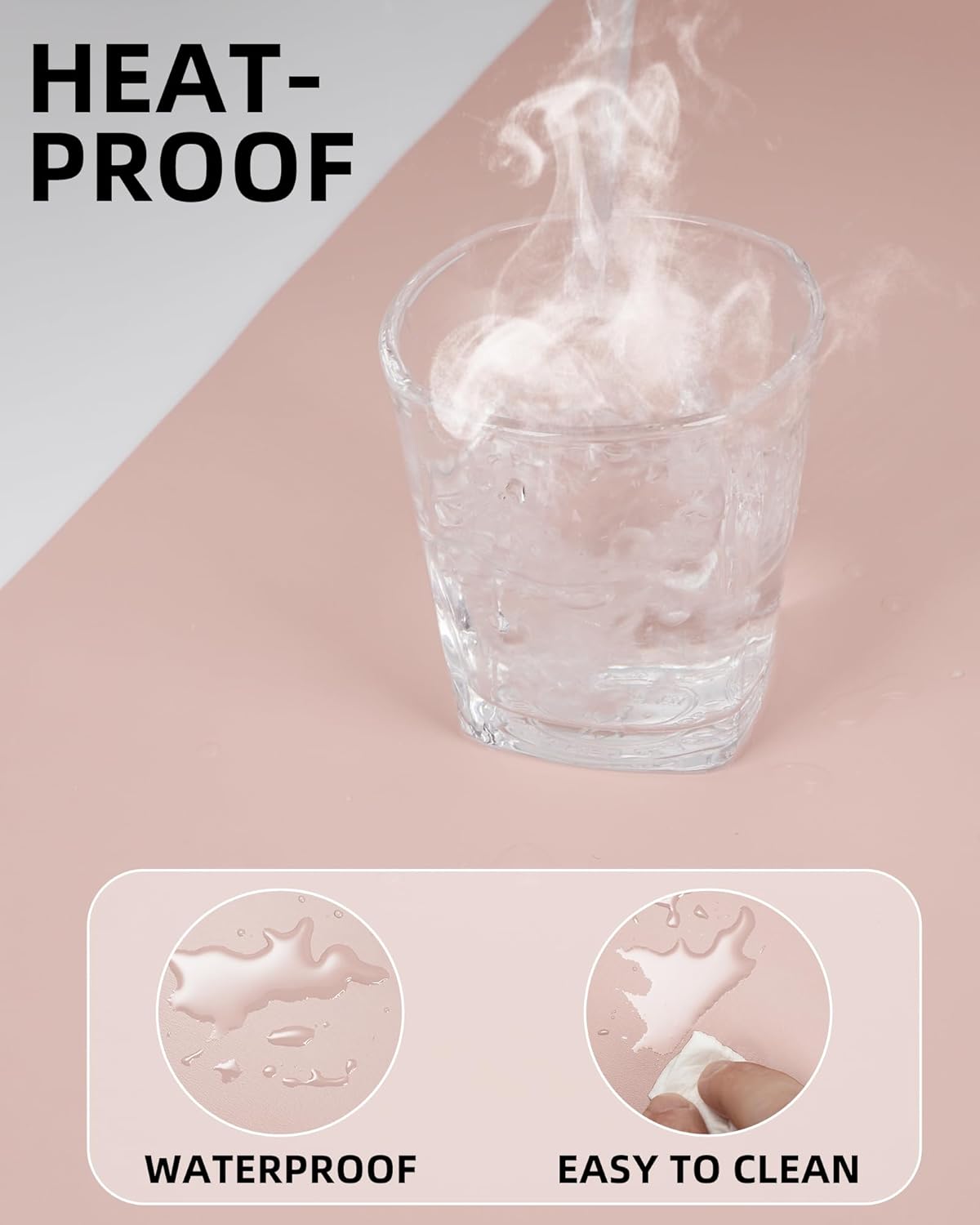 AFIING Leather Desk Pad Protector,Mouse Pad,Office Desk Mat, Non-Slip PU Leather Desk Blotter,Large Desk mat,Waterproof Keyboard mat for Office/Home/Decor (Pink,55"" x 17"")