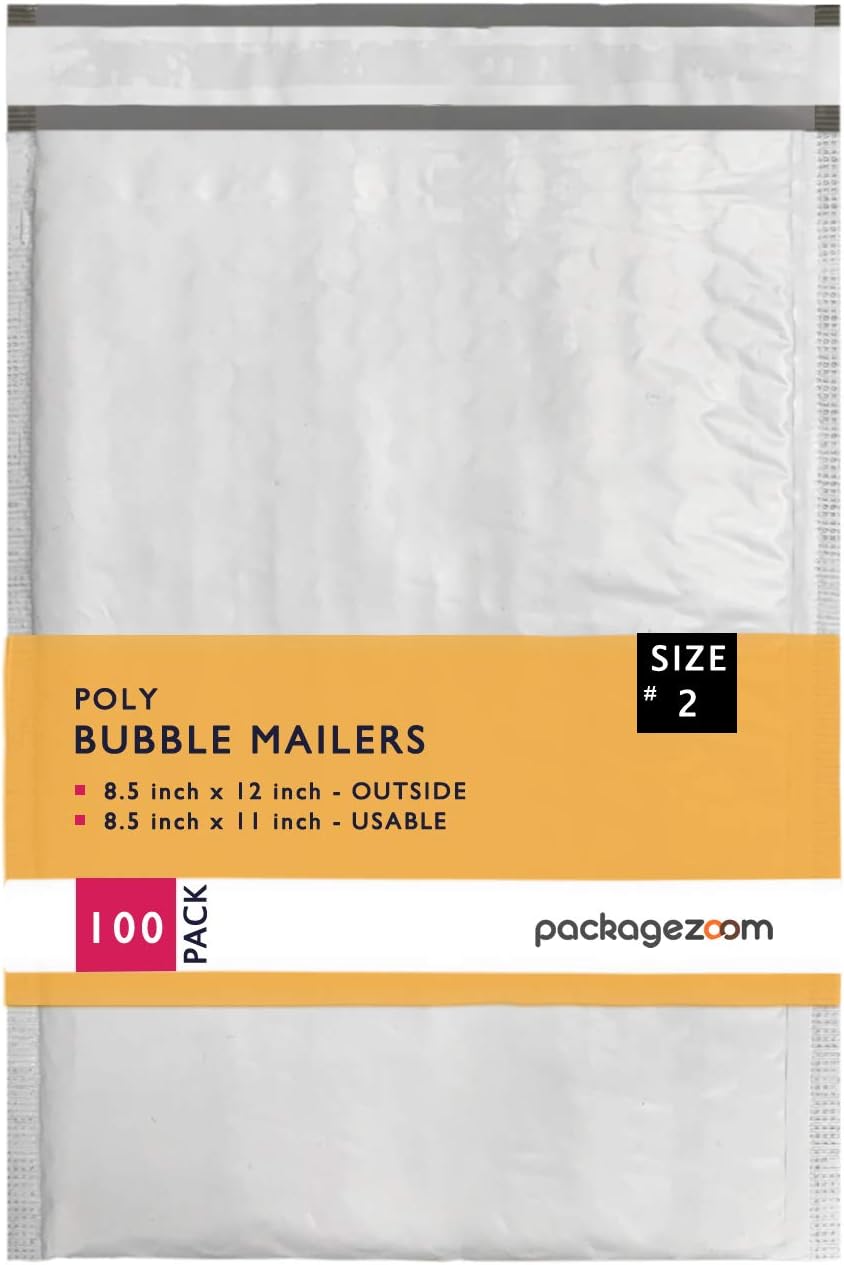 8.5x12 inches Poly Bubble Mailer Self Seal Bubble Shipping Envelopes 2.5 Mil 100 Pack