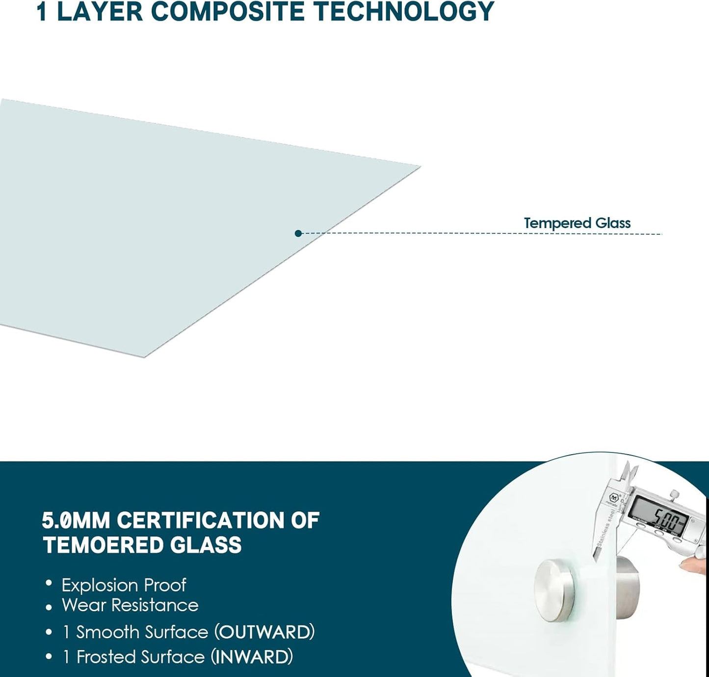 J&J worldwide Glass Whiteboard 6' x 3', Frosted Glass Dry Erase Board Non-Magnetic, Semi-Transparent, Includes Markers, Marker Tray, Eraser for Wall, Office, Home, School