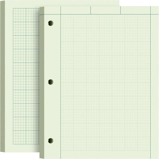 Engineering Computation Pad, 2 Pack Engineering Paper 8.5 x 11, 100 Sheets Per Pad 5x5 Quad Ruled, Top Glue Binding Engineering Notebook 8.5 x 11, 3-Hole Punched Grid Paper