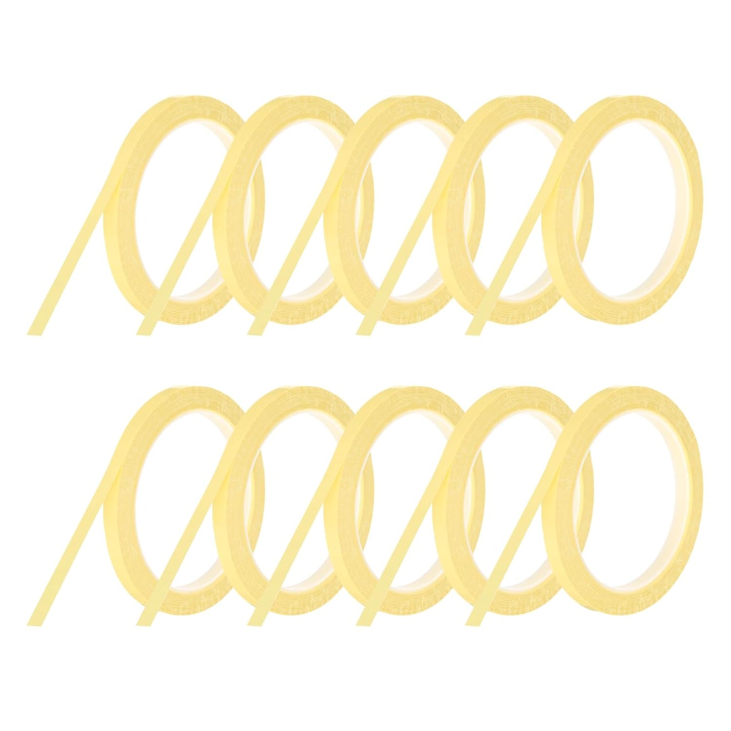 MECCANIXITY 10 Rolls Whiteboard Tape Graphic Chart Tape 8mm 54.7 Yard Art Tape Thin Self-Adhesive Pinstripe Tape Masking Tape for Gift Wrapping Craft Supplies, Light Yellow