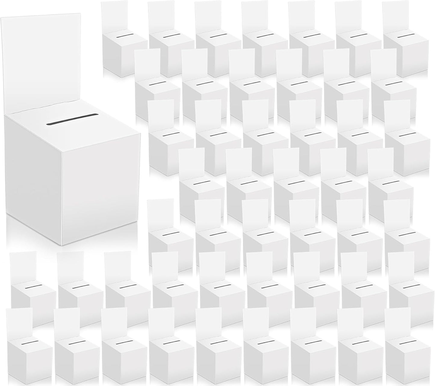 48 Pack Raffle Box Donation Box for Fundraising, Ballot Cardboard Boxes with Slot for Ticket and Removable Header Charity for Collecting Business Card Voting Contes, 6 x 6 x 6 Inch