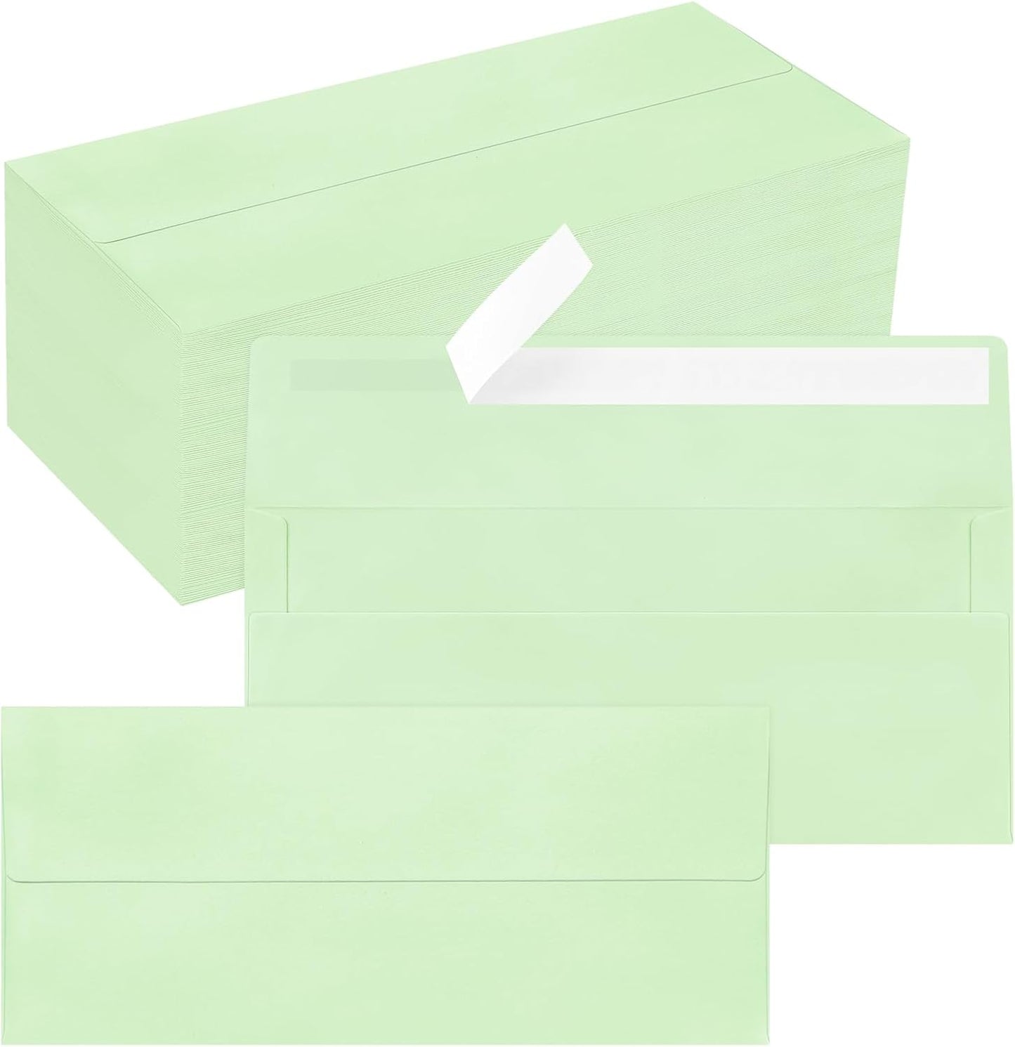 200 Pack #10 Business Envelopes, Self Seal Standard Light Green Envelopes for Secure Business & Legal Mailing, Office, Checks, Letter, Invoices, 4 1/8 x 9 1/2 Inches