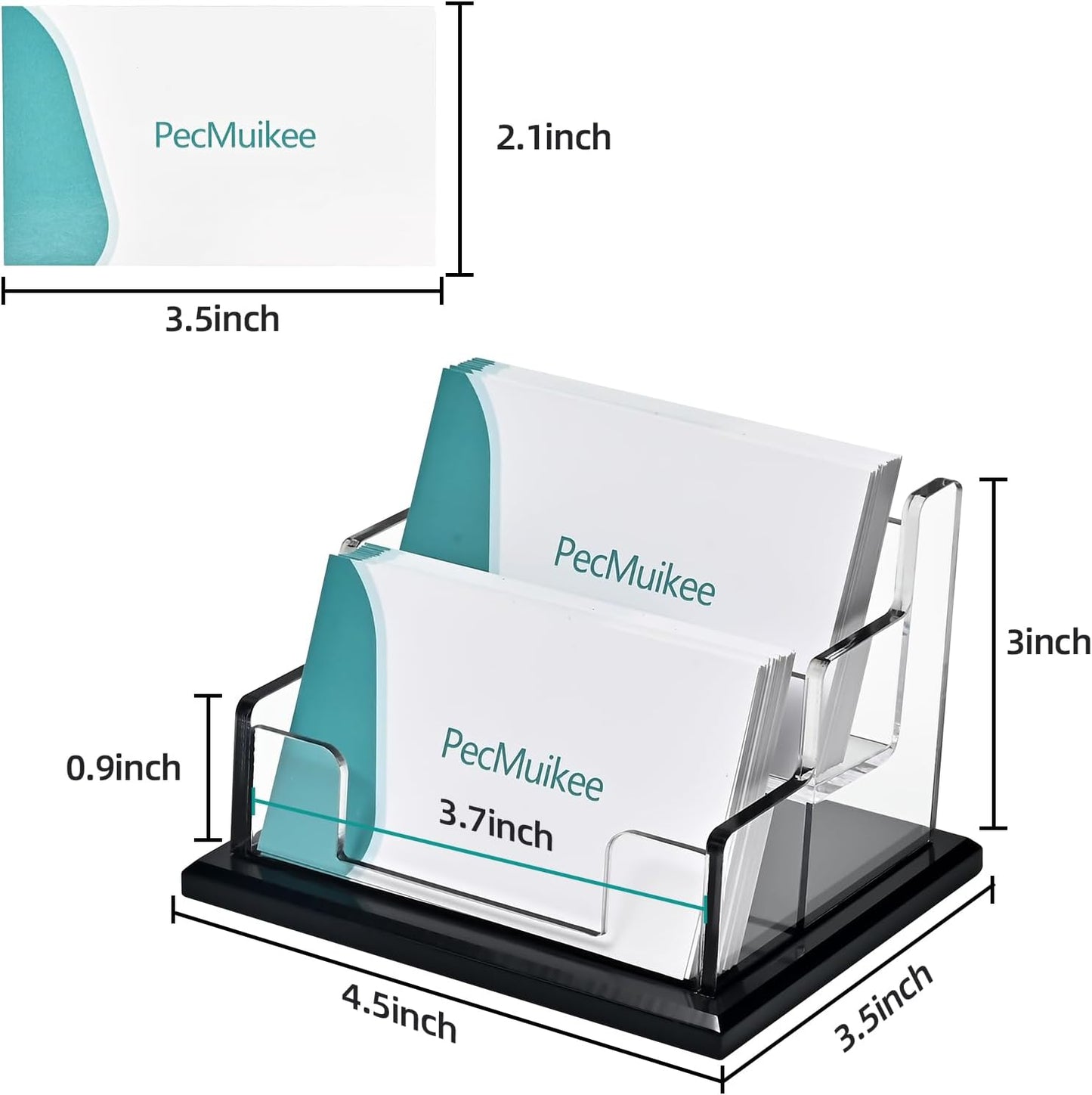 PecMuikee Business Card Holder for Desk，Acrylic Business Card Display Stand,Multiple Business Card Holders for Office, Exhibition, Home, Restaurant (ZFZ-MPH-2C)