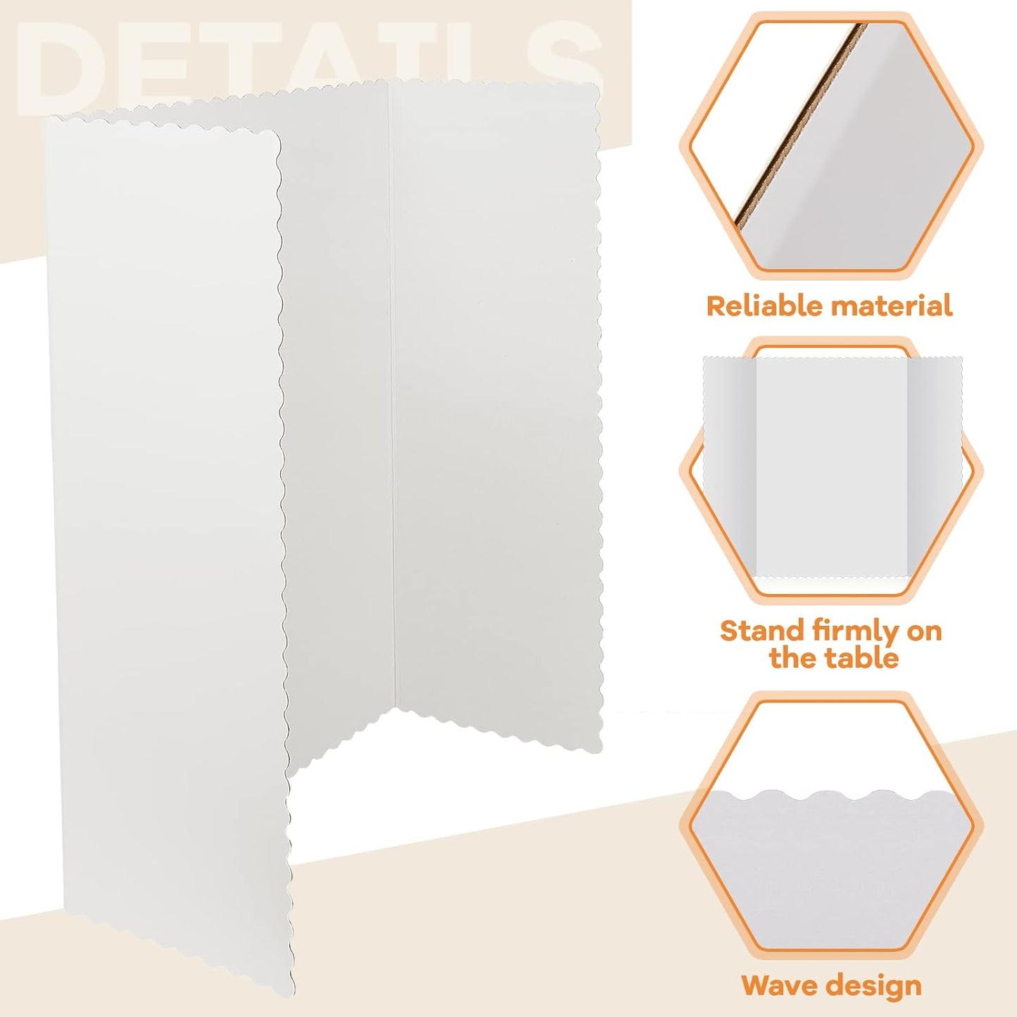 Ctosree 50 Pcs Tri Fold Display Board,36" x 48" Portable Lightweight Foldable Presentation Poster Board for Office Projects Exhibitions Workshops, White