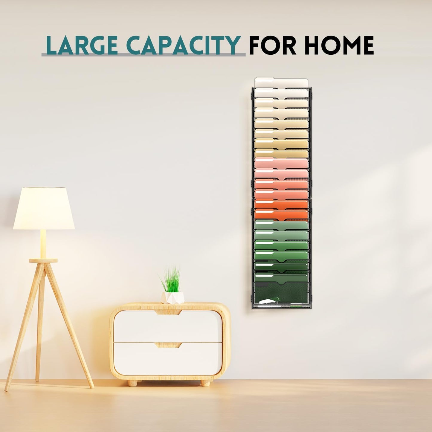 SUPEASY 21-Tier Wall File Organizer Mesh Office Mail Holder, Hanging Wall Organizer Magazine Rack for Office Assembly Needed, Black