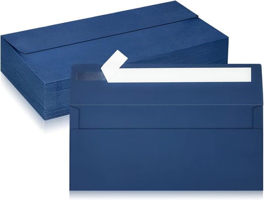 50 Pack #10 Business Envelopes, Navy Blue Standard Envelopes Self Seal, Letter Size Mailing Envelopes for Checks Letters Invoices Statements Birthday Graduation Wedding,4 1/8 x 9 1/2 Inch