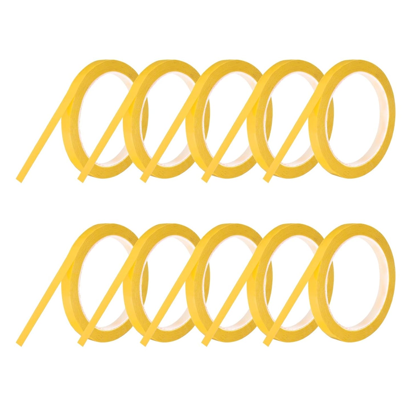 MECCANIXITY 10 Rolls Whiteboard Tape Graphic Chart Tape 10mm 54.7 Yard Art Tape Thin Self-Adhesive Pinstripe Tape Masking Tape for Gift Wrapping Craft Supplies, Yellow