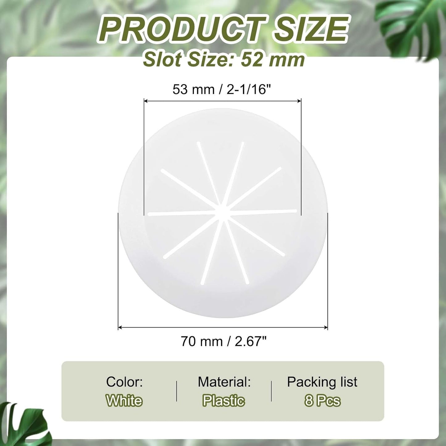 PATIKIL Desk Grommet 2-1/16", 8 Pcs Round Cable Grommet Cord Hole Cover with Adhesive Tape Flexible Table Wire Organizer for Office Home Table Countertop, White