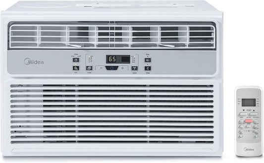 Midea MAW08R1BWT EasyCool 8,000 BTU Window Air Conditioner, Fan-Cools, Circulates and Dehumidifies up to 350 Sq Ft, Reusable Filter, LCD Remote Control, White