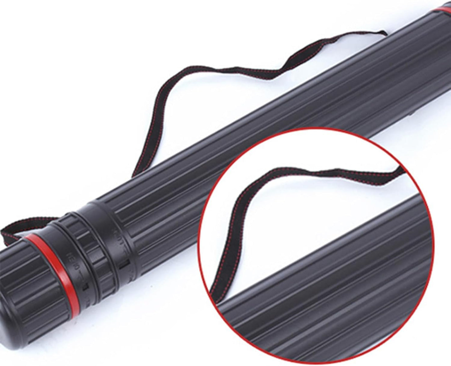 DEWEL 2Pcs Telescoping Plastic Art Tube for Poster/Art/Document/Fishing Rod, Extends from 30" to 53", Waterproof and Light Resistant, with Carrying Strap(Black XL Size)