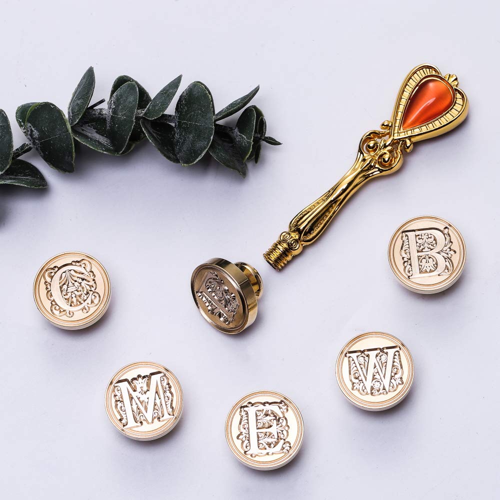 Letter V Alphabet Sealing Wax Stamp, Wax Seal Stamp for Sealing Wax, Brass Alphabet Wax Stamp