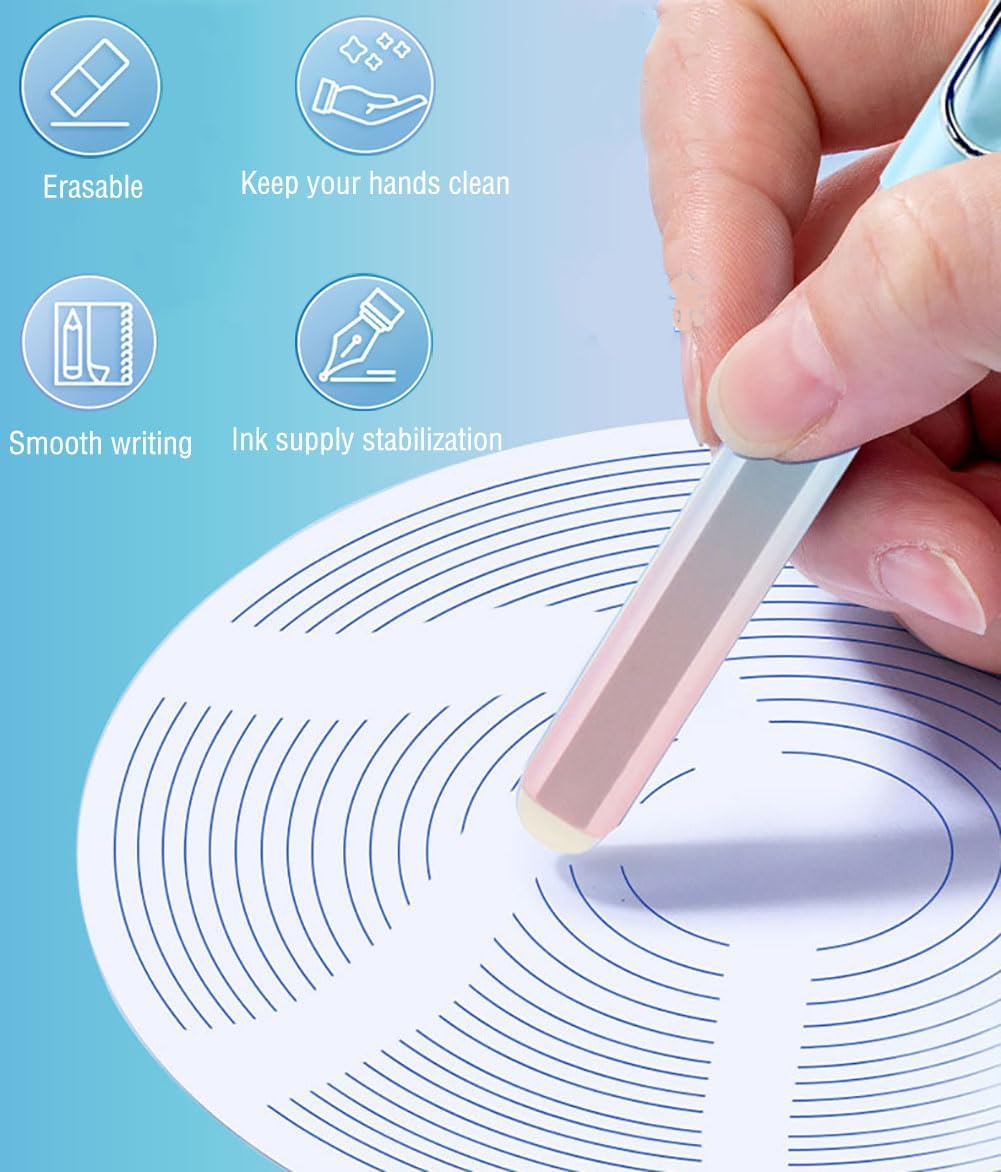 Blue/Black Pen Ink Cartridge Fountain Pen Cartridges Refillable Fountain Pen Cartridge, 3.4 mm Bore Diameter (Erasable Blue Black)