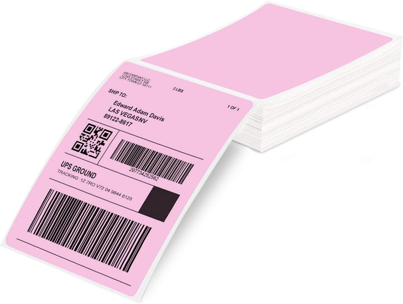 Phomemo 4x6 Thermal Label Printer Paper - 100 PCS Pink 4"x6" Fan-Fold Shipping Supplies Labels - Water/Oilproof Mailing Label - Permanent Adhesive Thermal Shipping Labels for Ship Packages