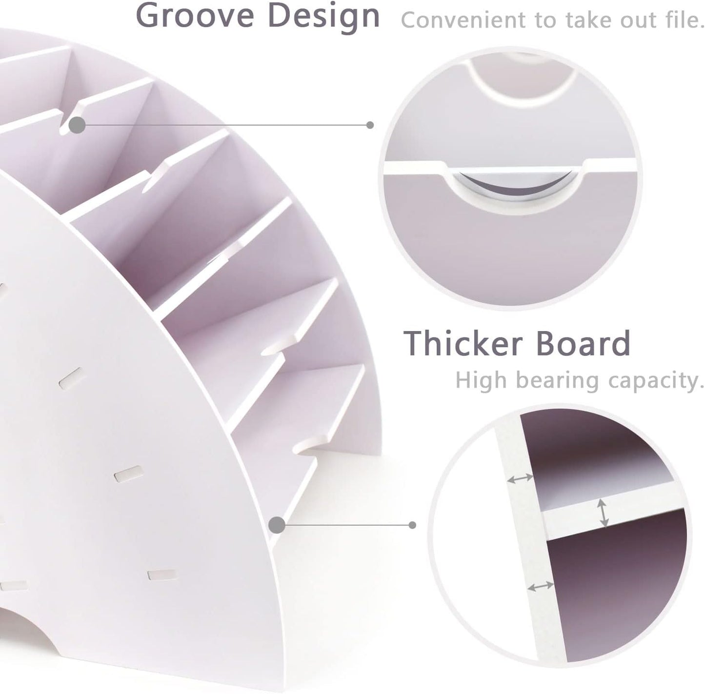 SONGWAY Fan Shaped Desk File Organizer - 6 Compartments File Holder for Desktop, Magazine Rack, Mail Holder, File Sorter, Paper Organizer for Home Office Classroom, White