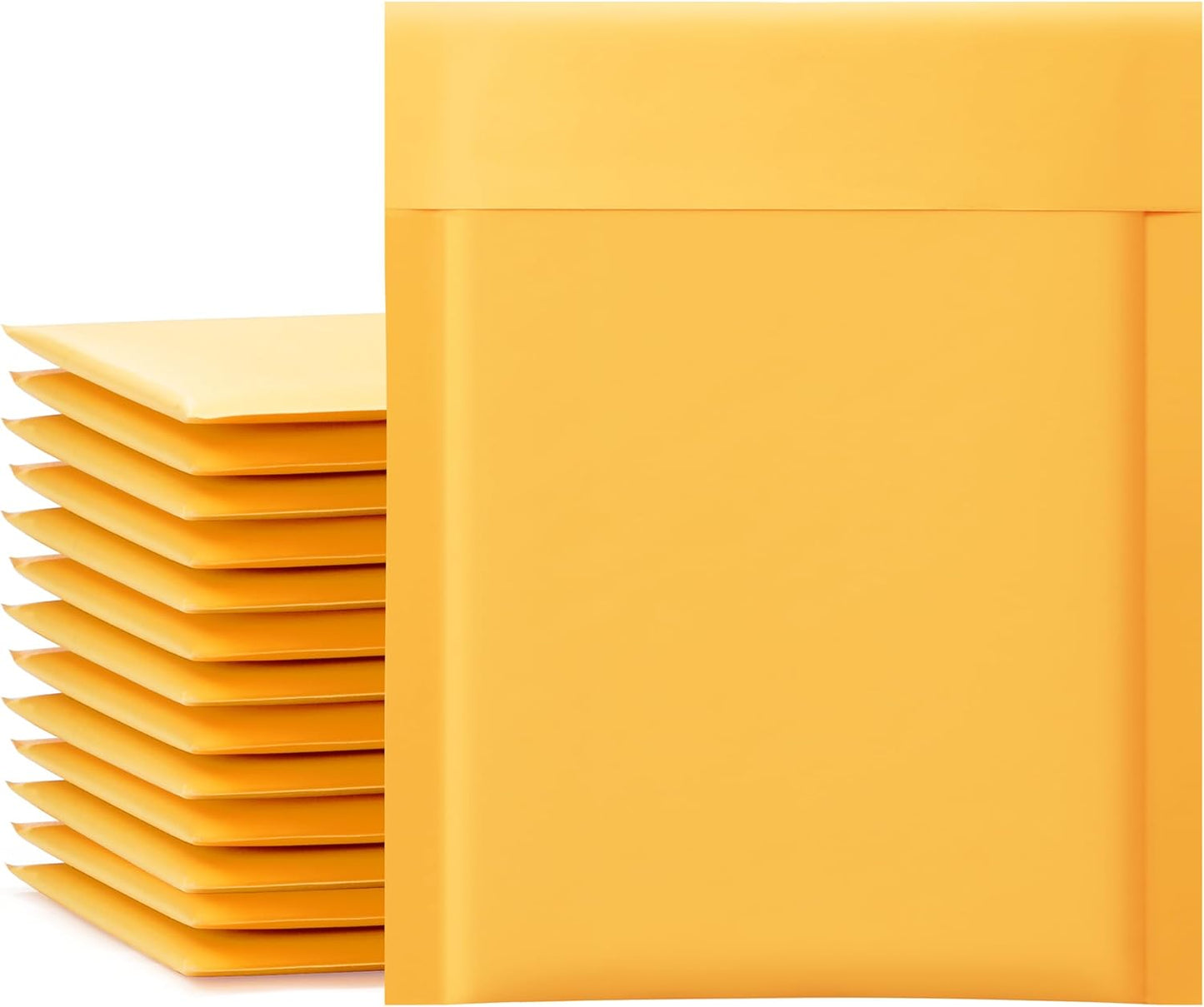 UCGOU Kraft Bubble Mailers 5x8.6 Inch Usable Size 5x7 Inch 50 Pack Yellow Padded Envelopes Small Business Mailing Packages Self Sealing Tear Resistant Boutique Bulk Mail Shipping Bags Bubble Mailers