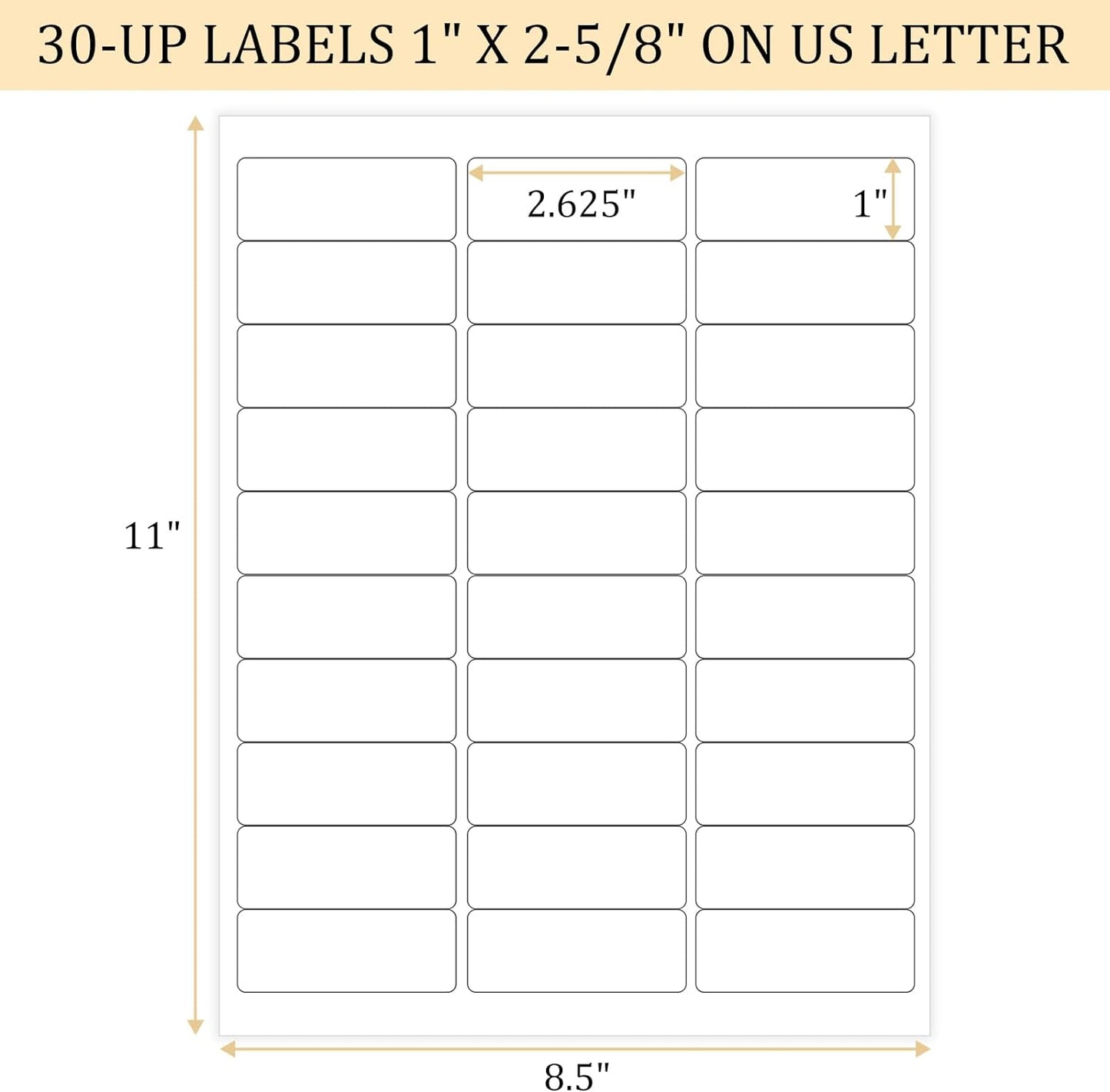 FungLam 1" x 2-5/8" Shipping Address Labels 900 Label Stickers Paper for Laser/Inkjet Printer 30 per Page Printable Mailing Labels (30 Sheets, 900 Labels)