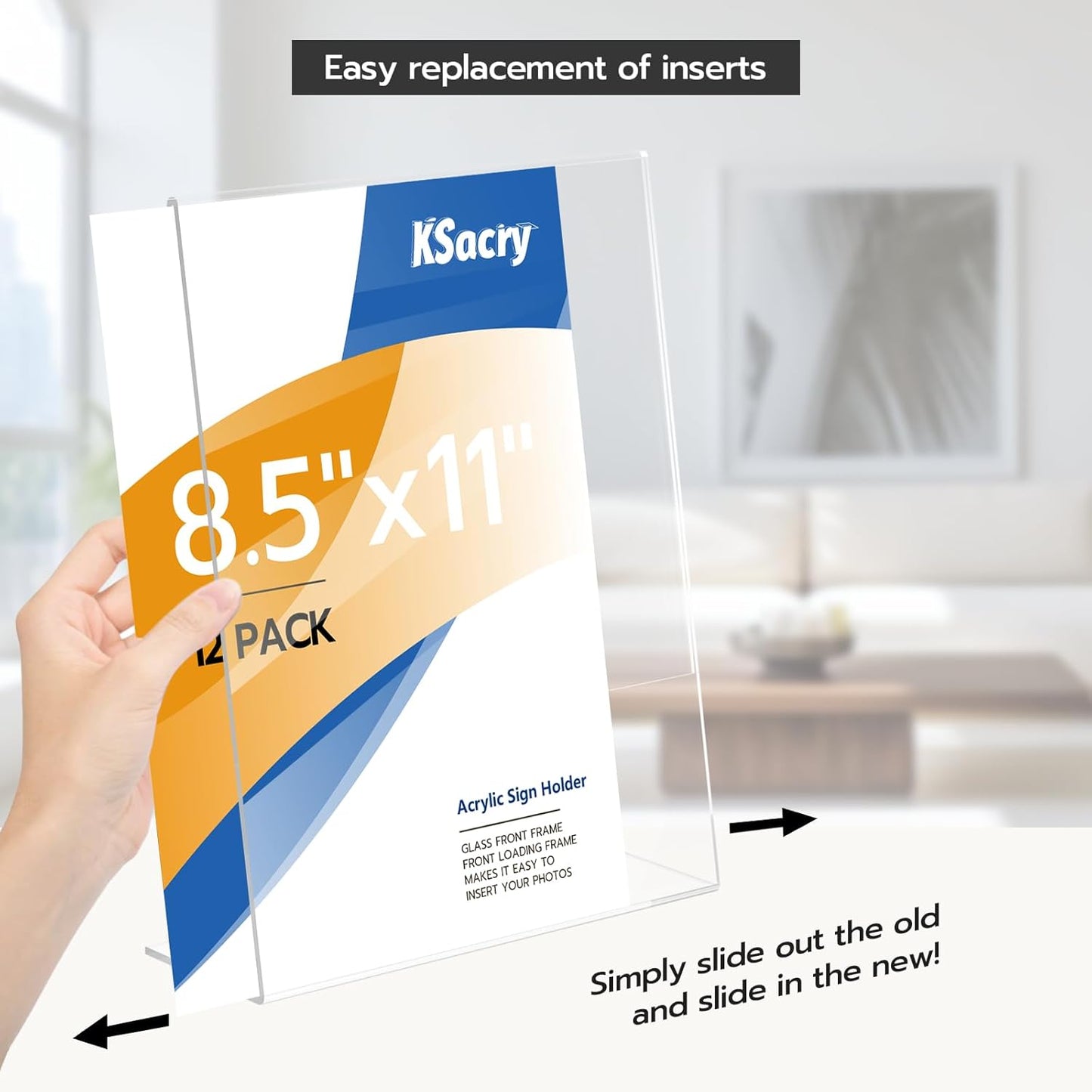 KSacry 12 Pcs Acrylic Sign Holder 8.5*11inch, Slanted Back Sign Holder, acrylic display stand,Vertical Acrylic Indicator Stand, Suitable for shopping malls, offices, restaurants, and weddings