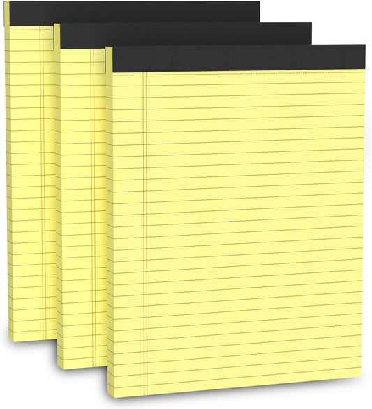 Legal Pads 8.5 x 11, 3 Pack Yellow Note Pads 8.5 x 11 Writing Pads Perforated Paper Tablets 8-1/2 x 11 Wide Ruled Legal Notepads Lined Pads of Paper Notepads Yellow Notebook 30 Sheets Per Notepad