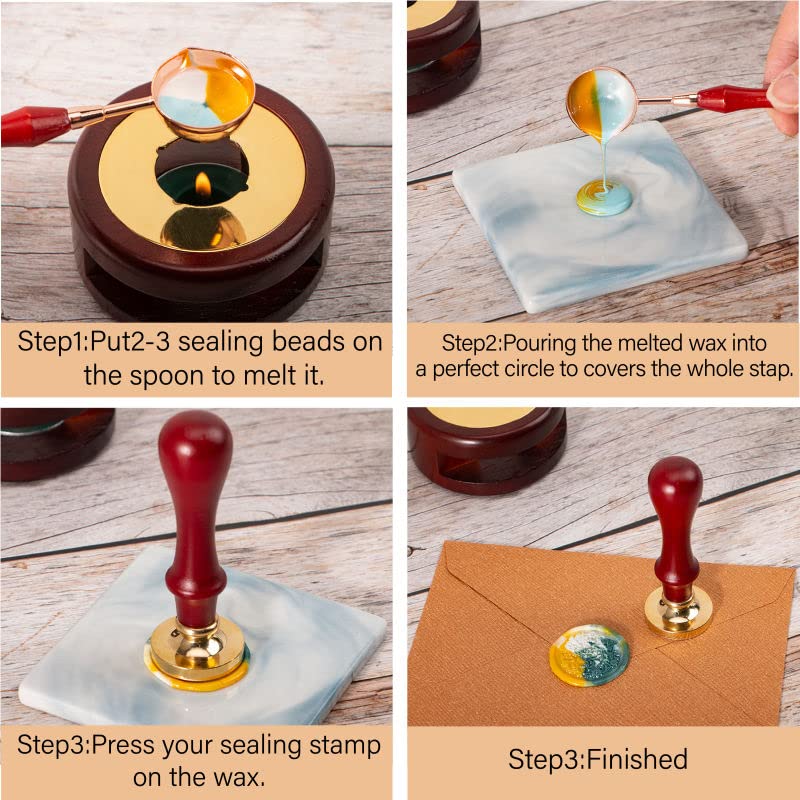 STAMTECH Custom Wax Seal Stamp - Wax Seal Stamp Kit with Gift Box Custom Wax Stamp Create Your Own Seals Great for Crafting Envelopes Gift Wrap Wedding Party Invitation and Decoration(1.18" Stamp)