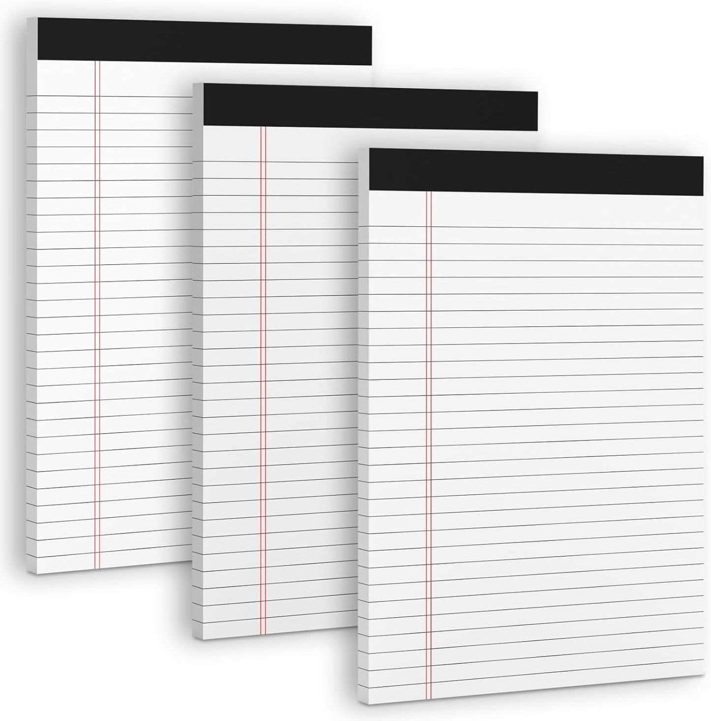 3 Pack White Legal Pads 8.5 x 11 Note Pads, Wide Ruled Notepads, Micro Perforated Lined Note Writing Pads 30 Sheets per Notepad Double-Side Printed Legal Note Pad 8.5x11'' for Home, Office, School