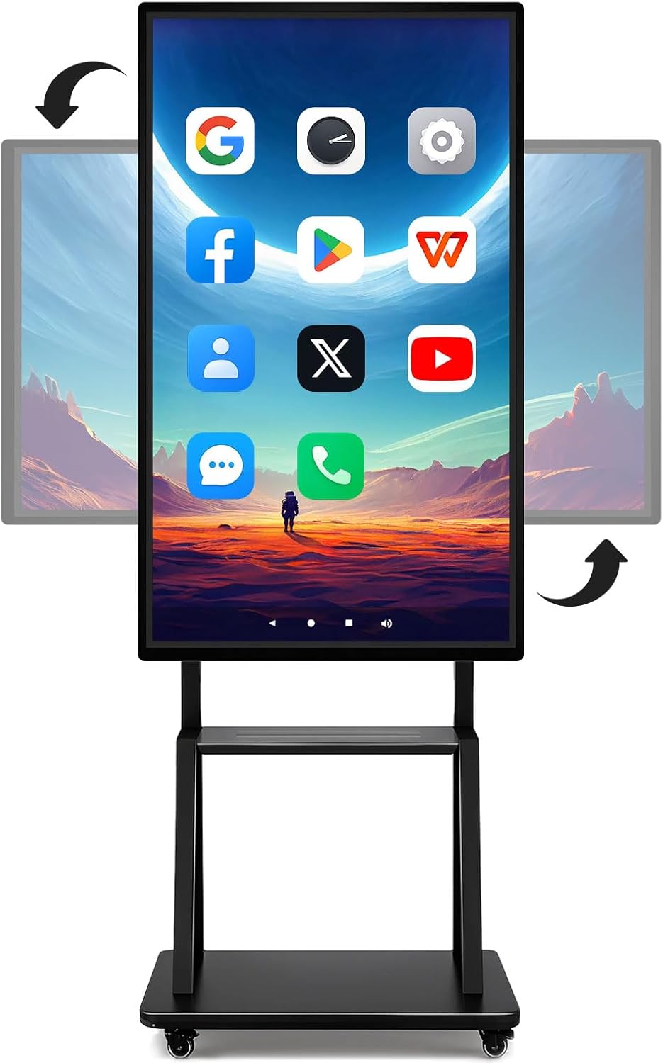 Smart Board 55 Inch, 8+64GB Interactive Whiteboard Google EDLA Certified Rotating Touch Screen, Screen Mirroring for Live Streaming, Classroom, Home and Business (Wall Mount Included)