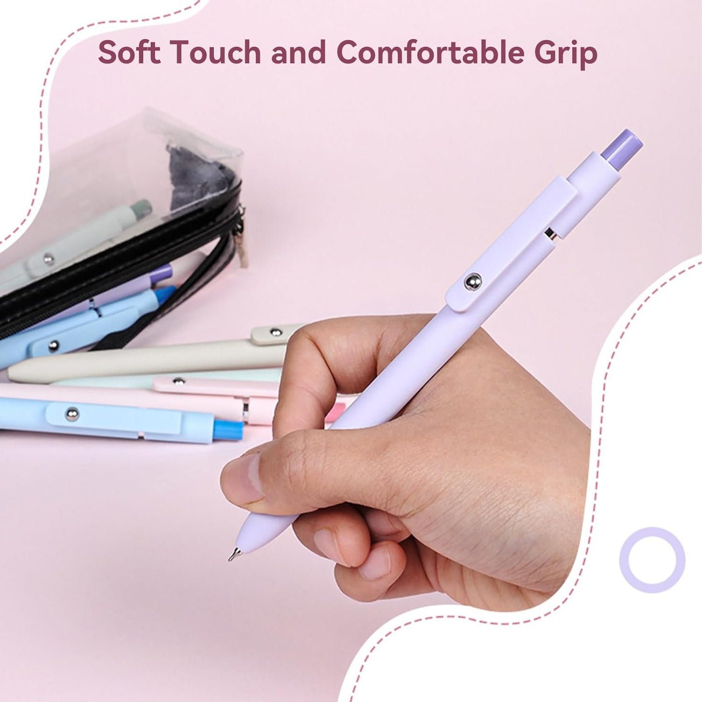 Gel Pens, 5Pcs 0.5mm Fine Point Pens With Smooth Wirting,Quick Dry Aesthetic Pens For Journaling, Ballpoint for Office School Supplies,Gifts for Women Men Student(Sugar)